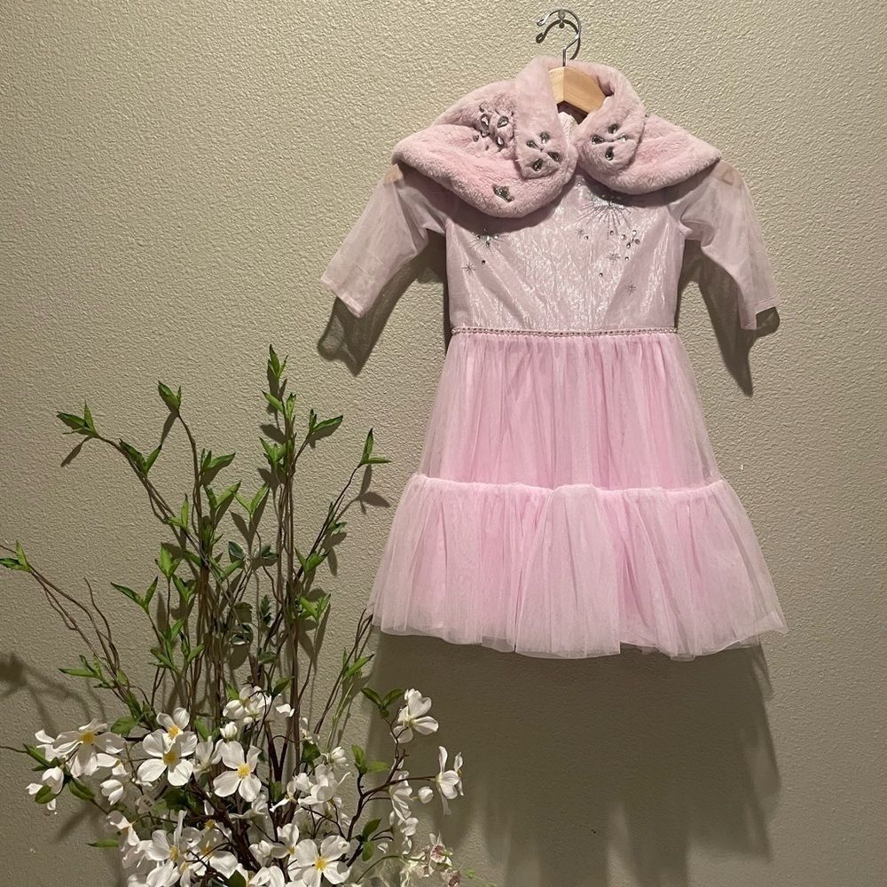 Disney Princess Girl Pink Dress with Shoulder Wrap/Shrug Size 4